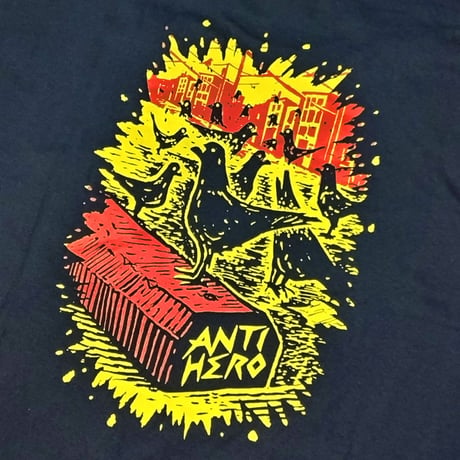SALE ANTIHERO SKATEBOARDS Tシャツ アンタイヒーロー ネイビー 半袖　CURB PIGEON SAM DAVIDSON POCKET TEE (NAVY)