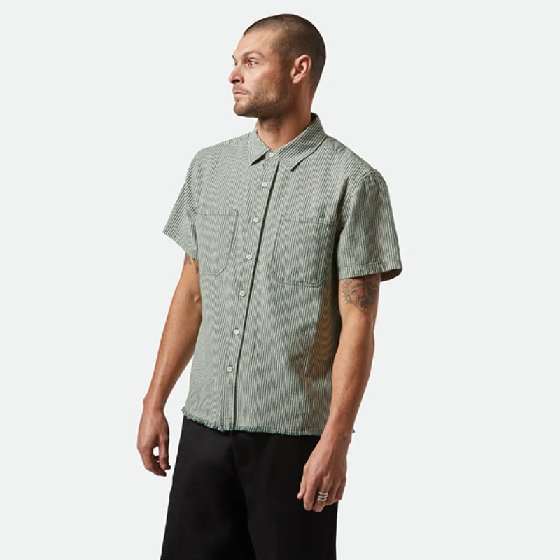 BRIXTON シャツ 半袖 ブリクストン メンズ グリーン ASSEMBLY S/S WOV