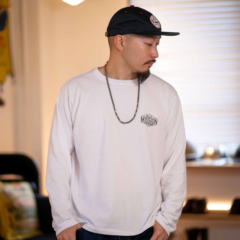 MISSION DISTRICT 81 ロングスリーブ 24th st. Mission Motors Long Sleeve T shirt (Wh