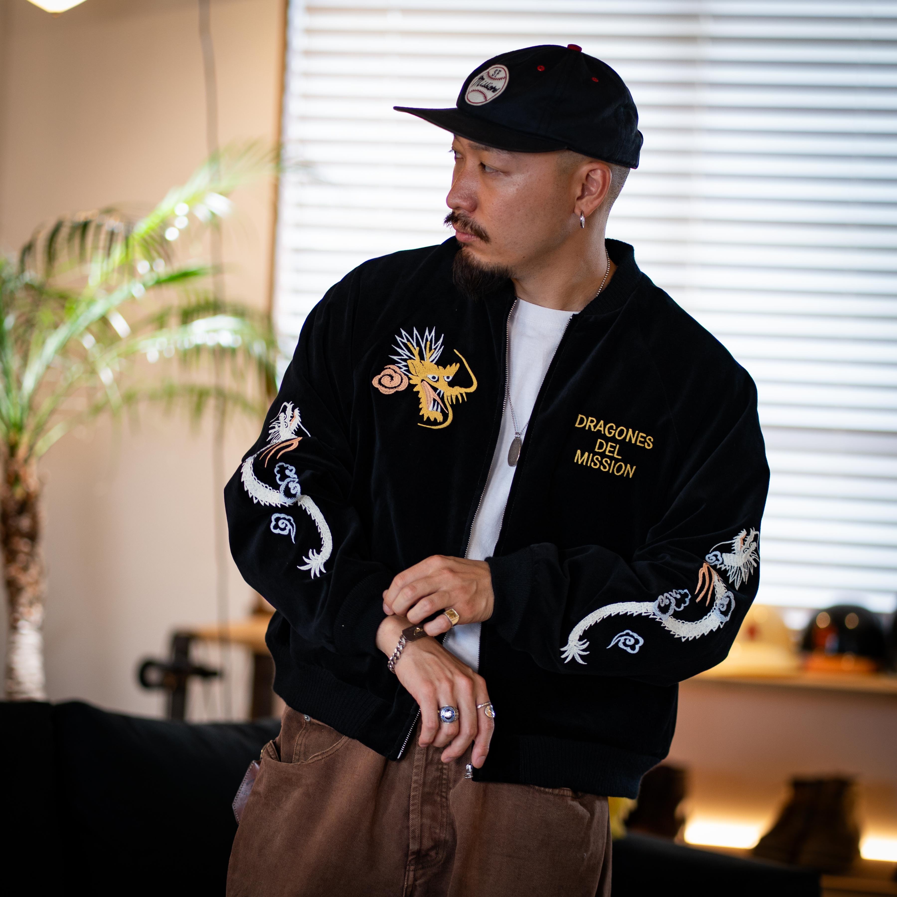 Black】DRAGONES DEL MISSION Velveteen Jacket |