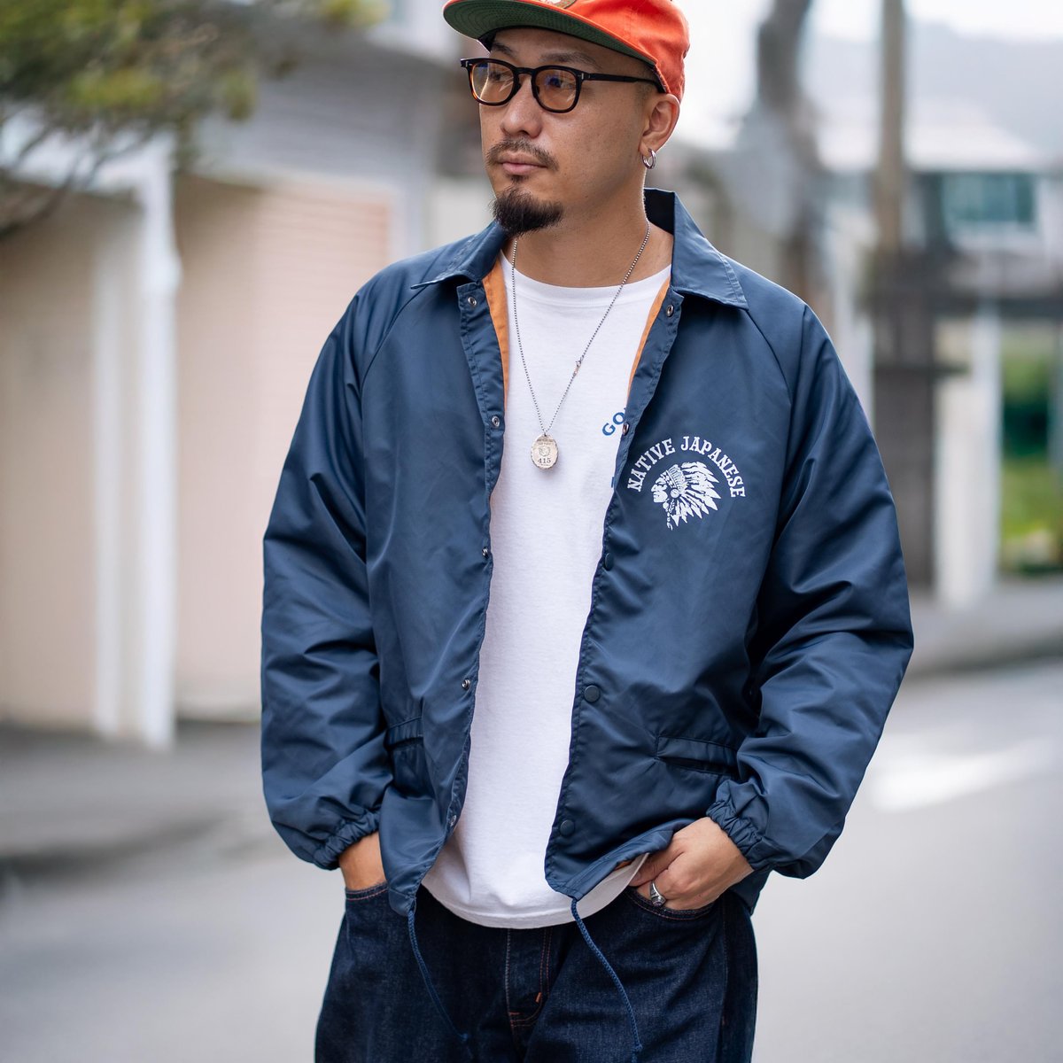 NATIVE J.CREW NYLON JACKET ネイティブジャパニーズ Navy】NATIVE J