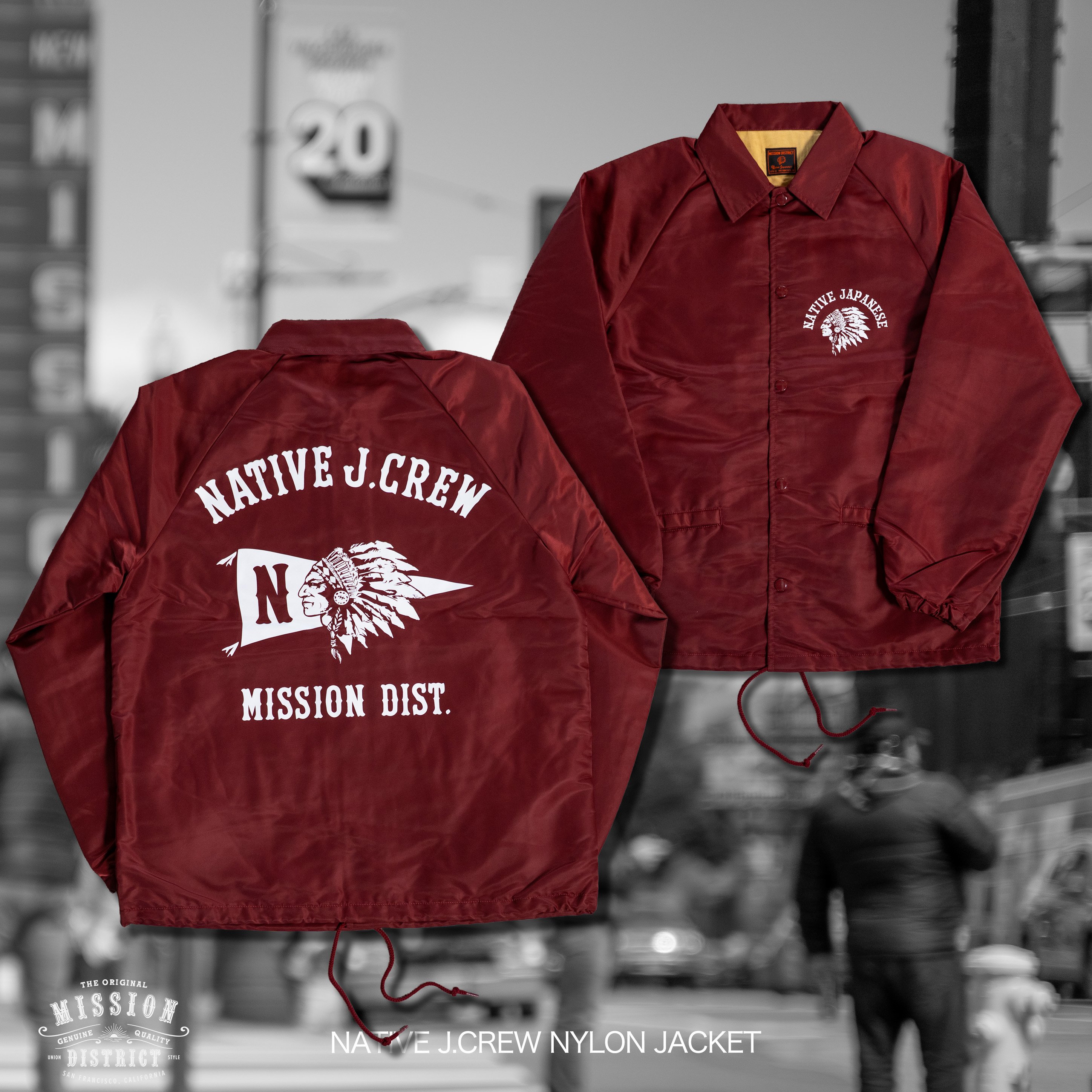 ベ*イ様 mission district NATIVE J.CREW レザーキ Burgundy】NATIVE J.CREW NYLON JACKET | NATIVE J