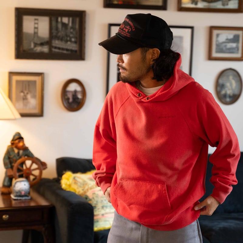 MISSION DISTRICT SUN FADED パーカー Mサイズ RED】MISSION DISTRICT SUN FADED PULLOVER HOODIE
