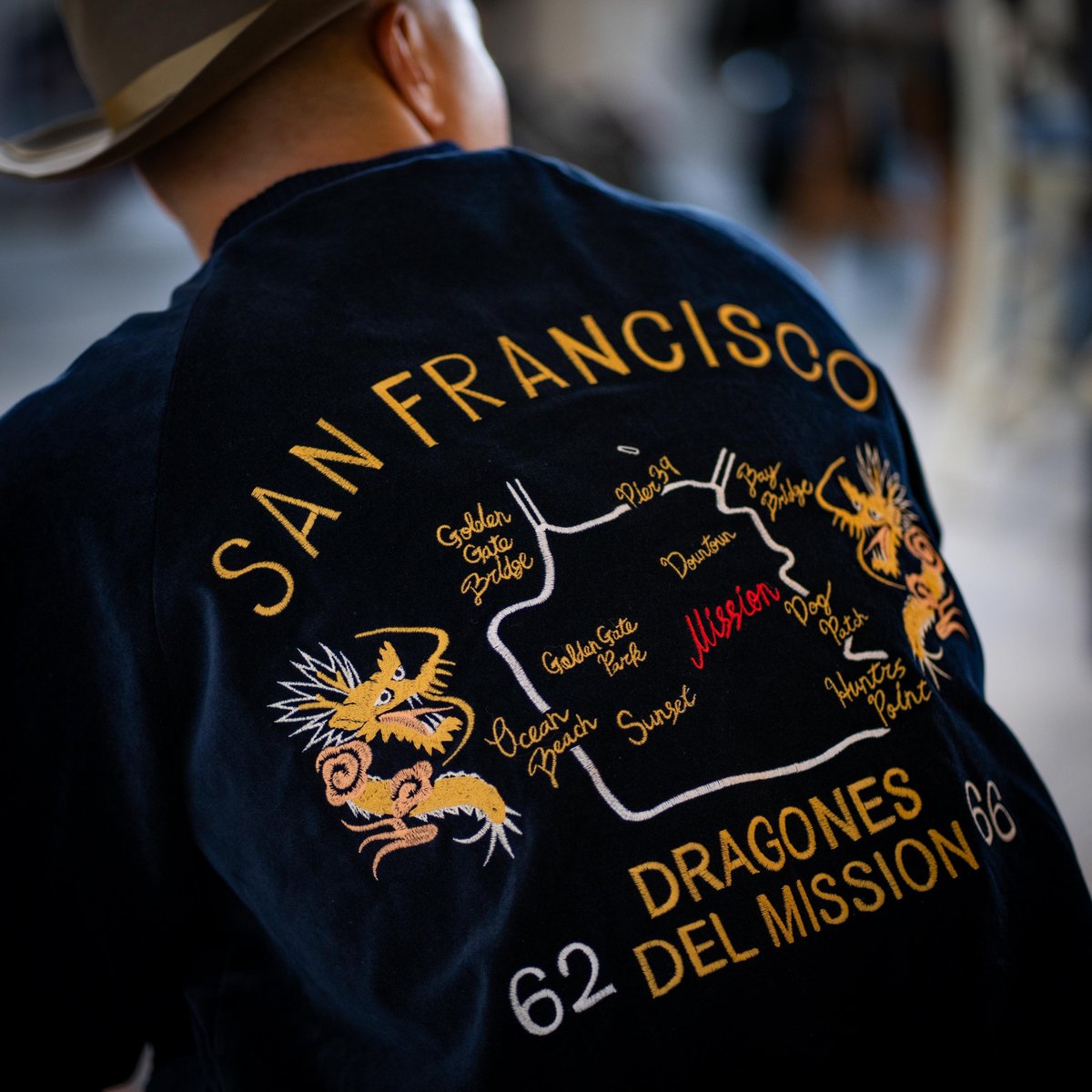 Navy】DRAGONES DEL MISSION Velveteen Jacket | N