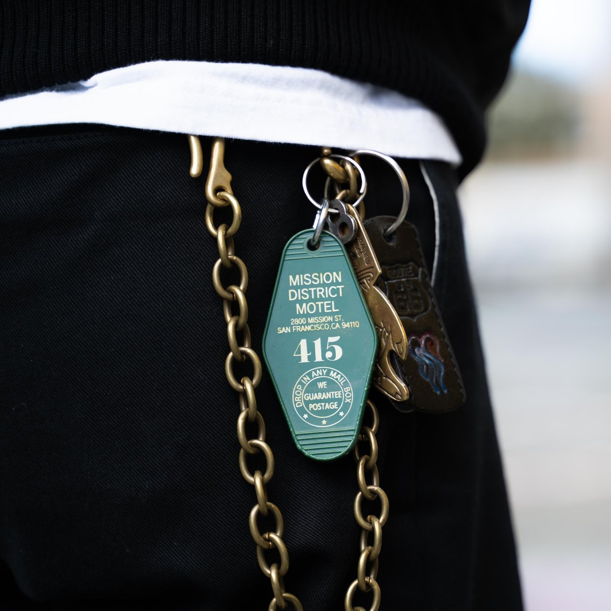 mission district レザータグ　キーリング MISSION DISTRICT MOTEL KEY TAG(Green) | NATIVE