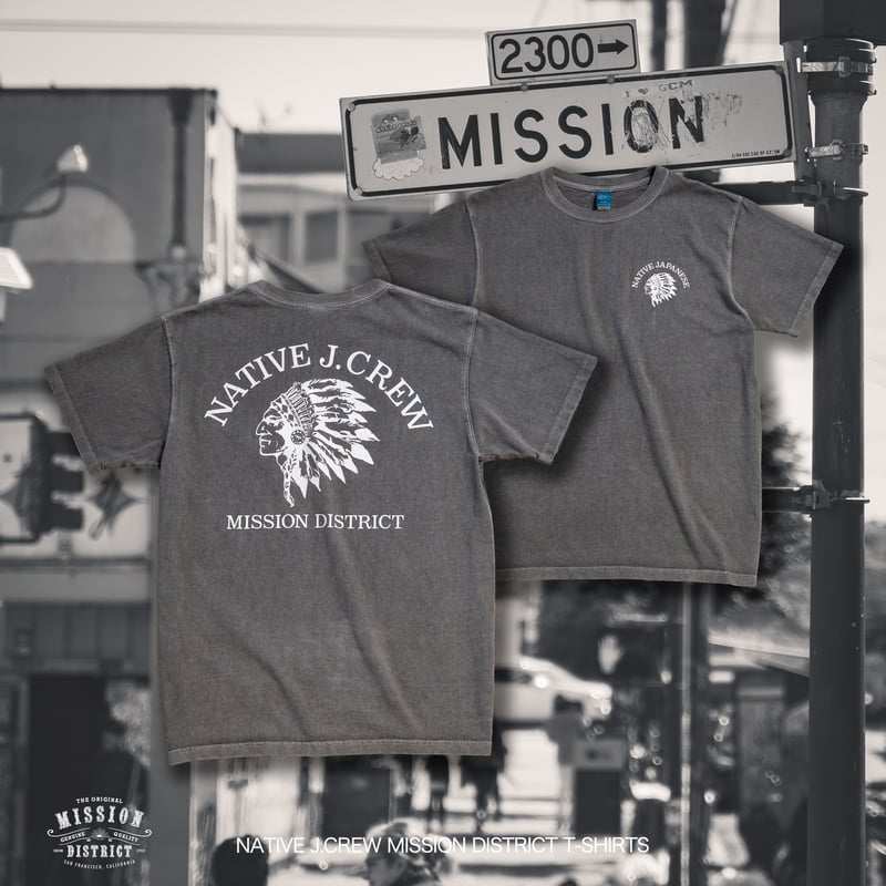 MISSION DISTRICT CREW Tシャツ　グレー Gray】NATIVE J.CREW MISSION DISTRICT T-SHIRTS T