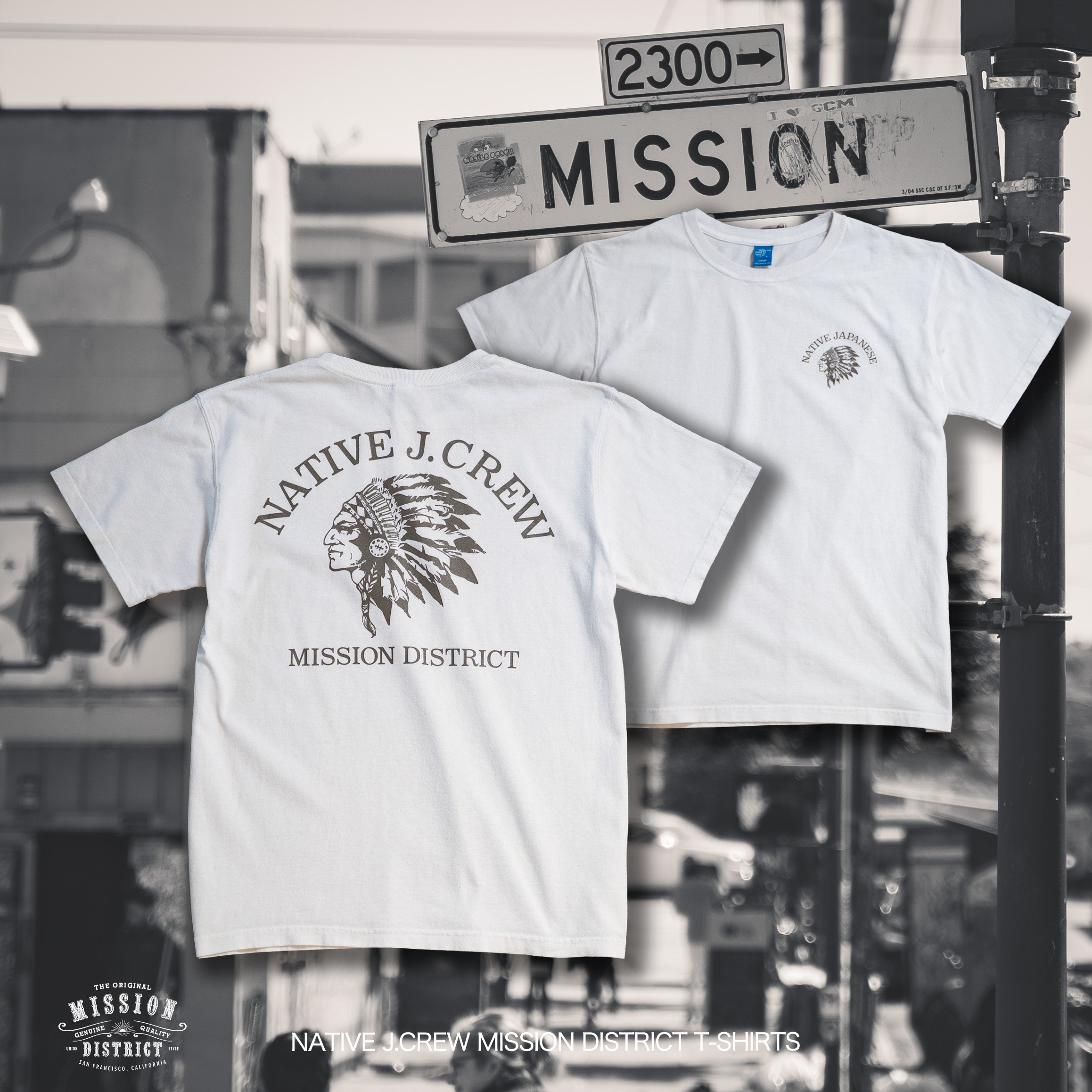 ベ*イ様 mission district NATIVE J.CREW レザーキ White】NATIVE J.CREW MISSION DISTRICT T-SHIRTS