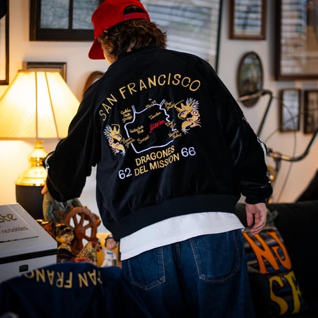 【Black】DRAGONES DEL MISSION Velveteen Jacket