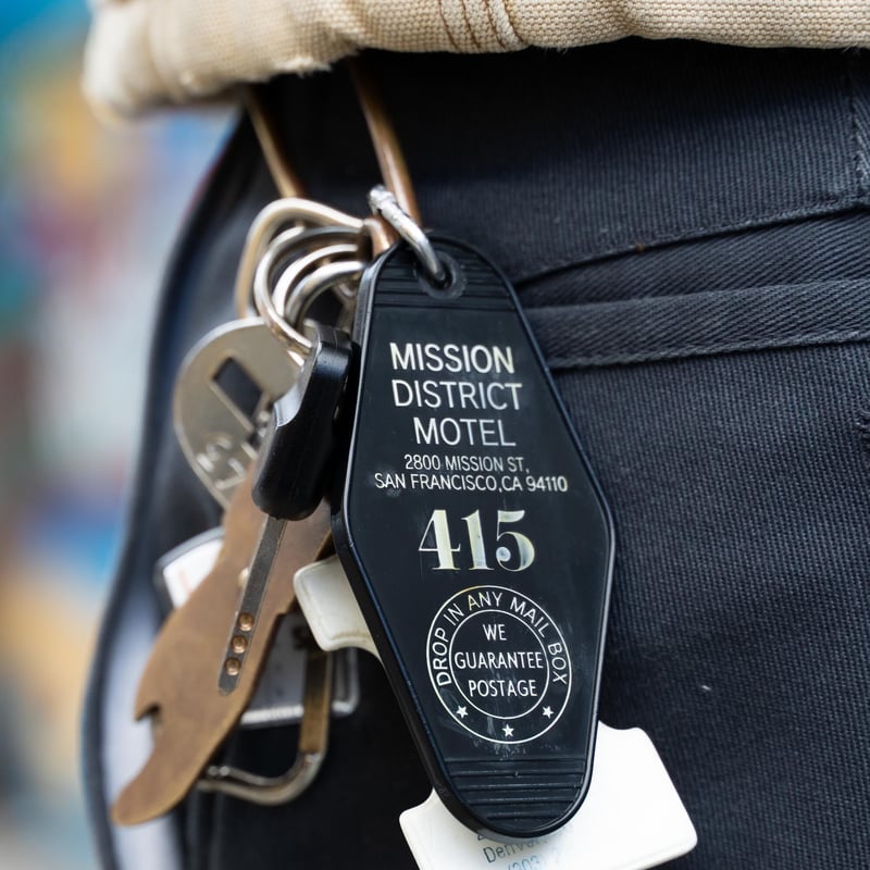 mission district レザータグ　キーリング MISSION DISTRICT MOTEL KEY TAG(Black) | NATIVE