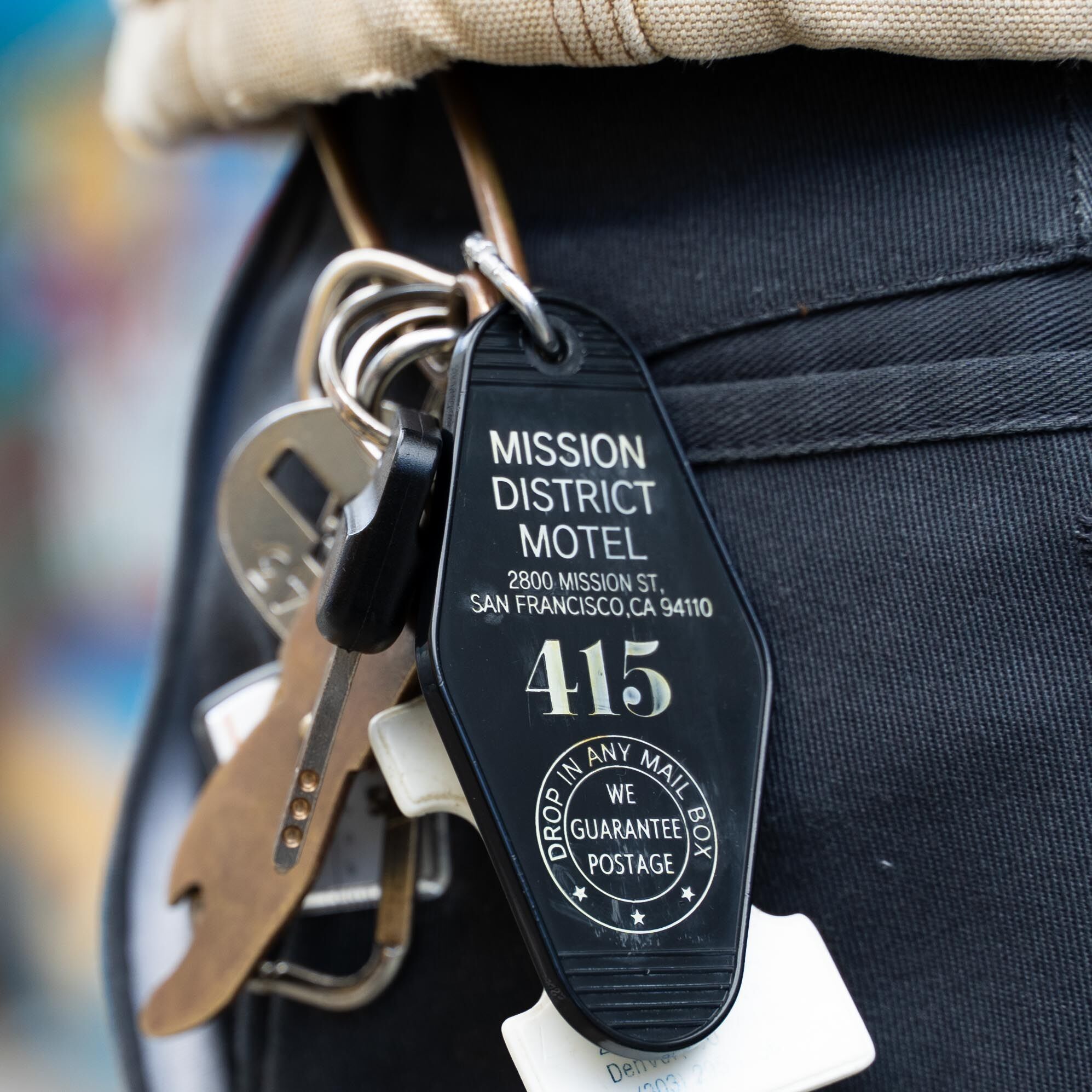 mission district レザータグ　キーリング MISSION DISTRICT MOTEL KEY TAG(Black) | NATIVE