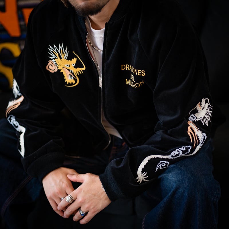 Black】DRAGONES DEL MISSION Velveteen Jacket |