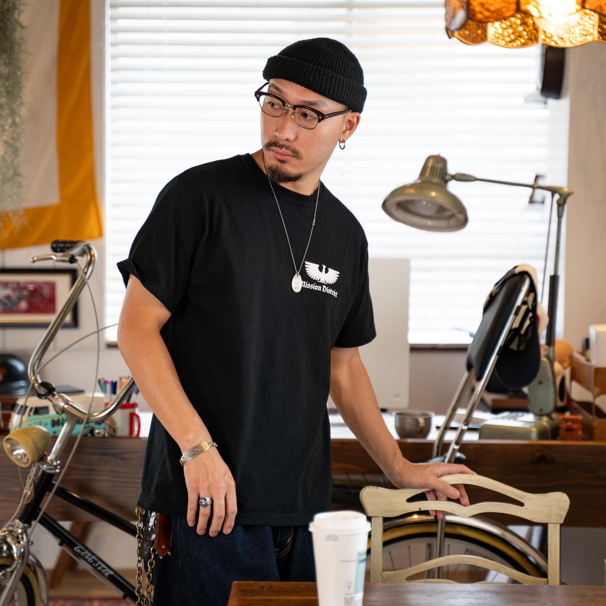 黒 ダイヤモンド模様 長袖シャツ maisonspecial Takato着用 黒 ダイヤモンド模様 長袖シャツ maisonspecial Takato着用