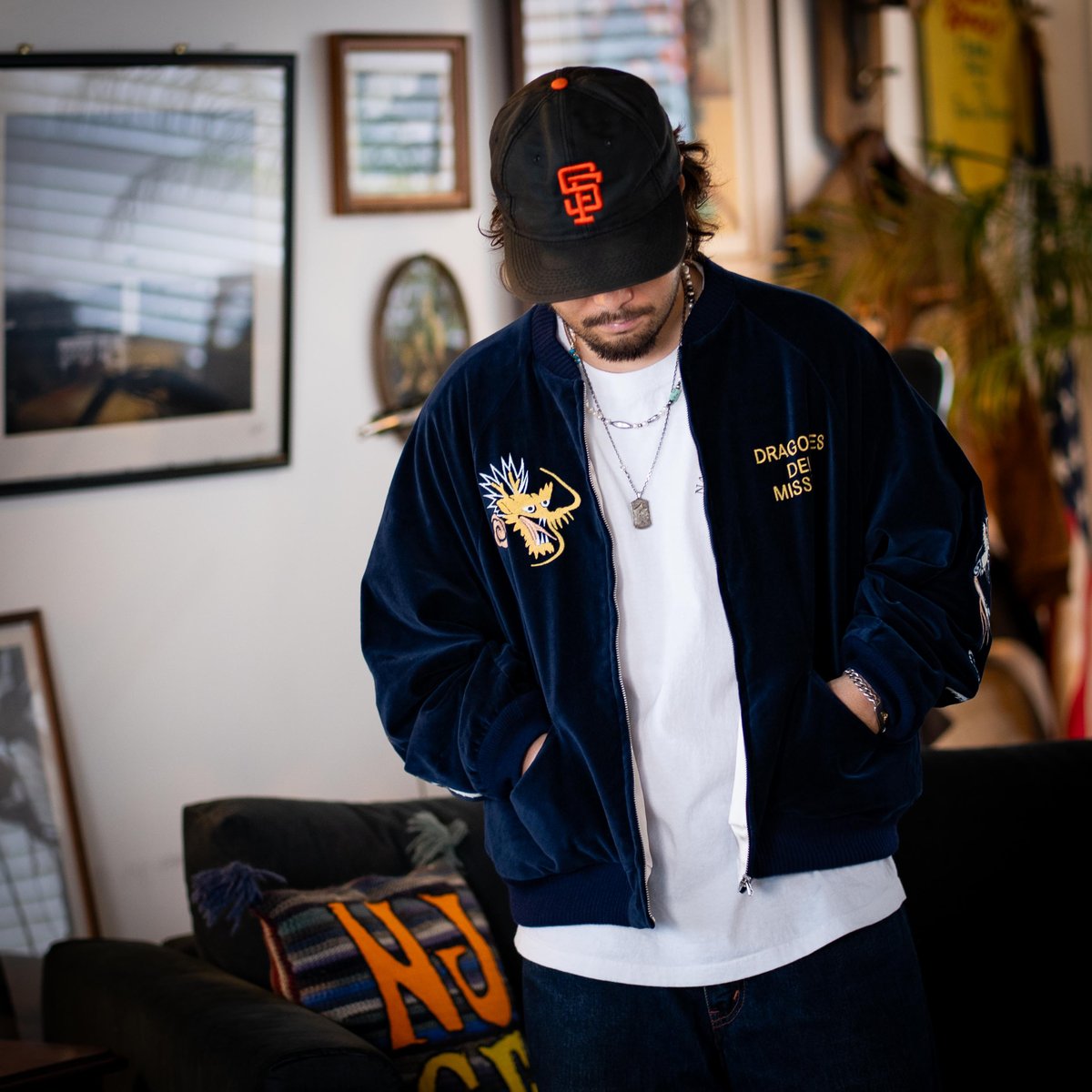 ジャケット・アウター DRAGONES DEL MISSION Velveteen Jacket Navy】DRAGONES DEL MISSION Velveteen Jacket | N