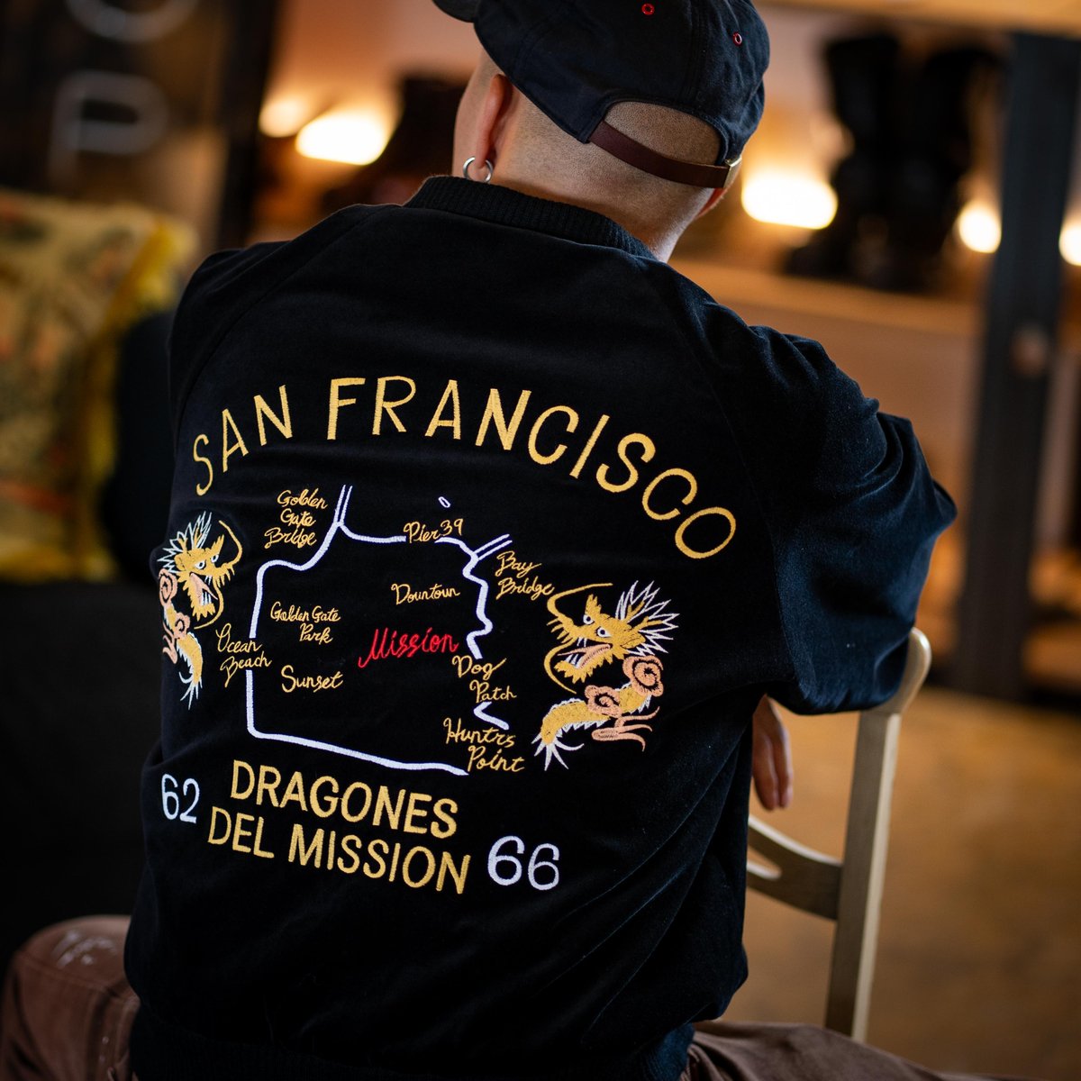 Black】DRAGONES DEL MISSION Velveteen Jacket |