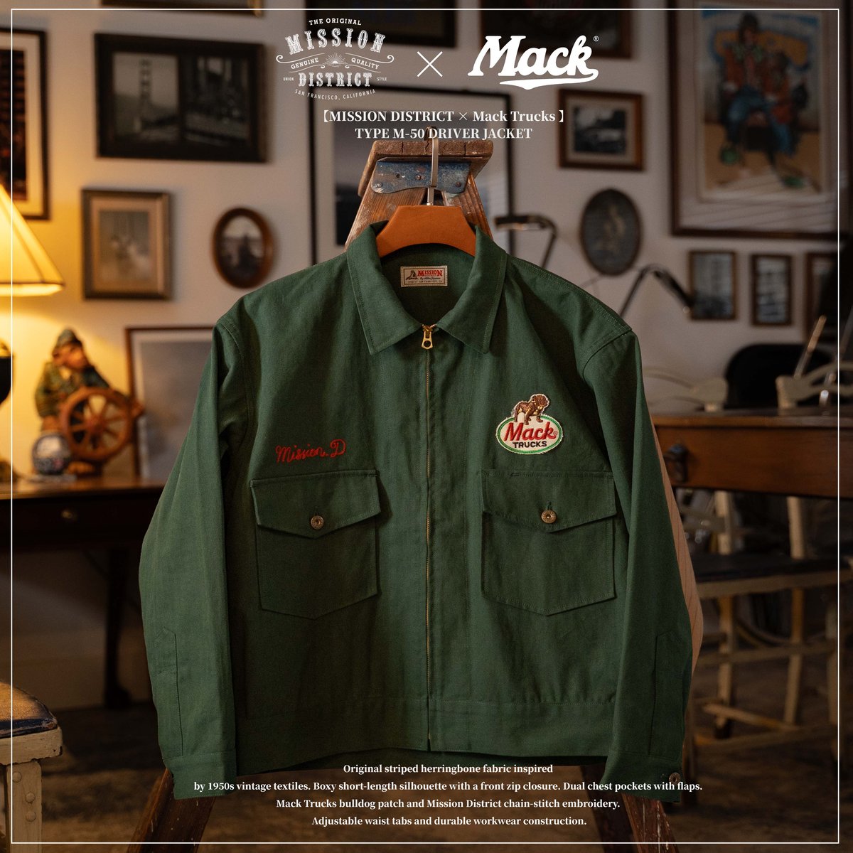 Green】 TYPE M-50 DRIVER JACKET【MISSION DISTRIC