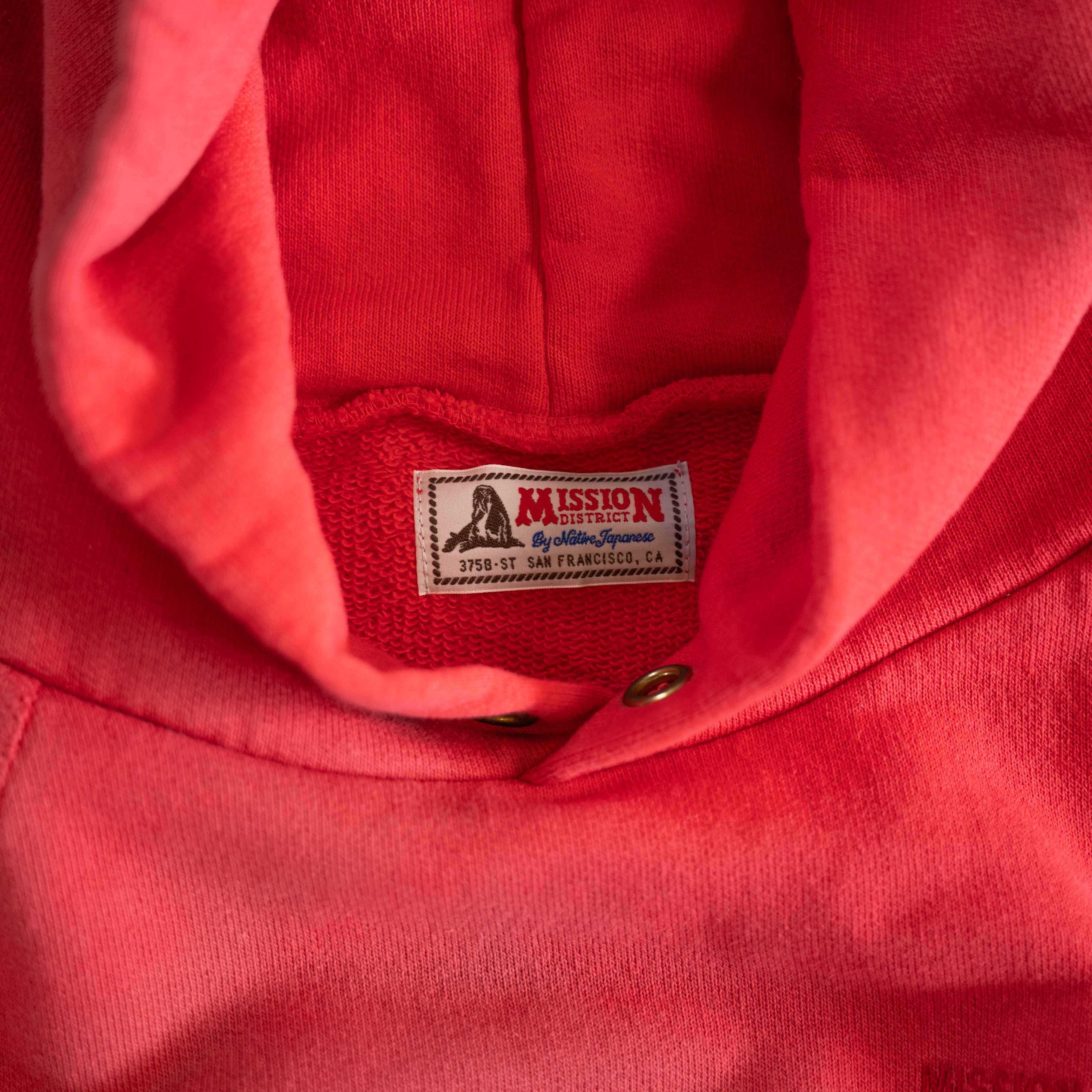 RED】MISSION DISTRICT SUN FADED PULLOVER HOODIE