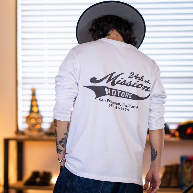 24th st. Mission Motors Long Sleeve T shirt (Wh