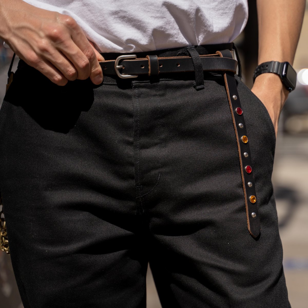 MISSION DISTRICT NARROW STUDDED BELT | NATIVE J