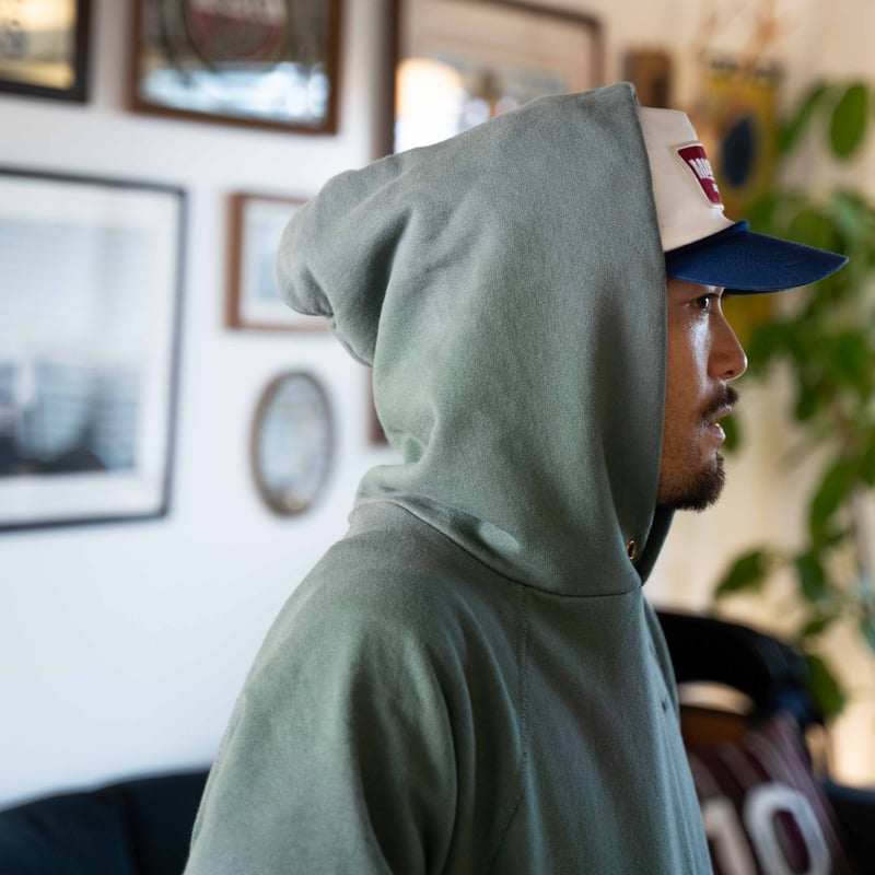 GREEN】MISSION DISTRICT SUN FADED PULLOVER HOOD