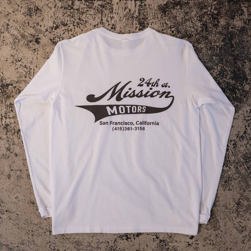 24th st. Mission Motors Long Sleeve T shirt (Wh