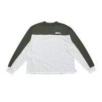 COLOR BLOCK PIPING CREW [OLIVE x WHITE]