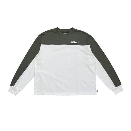 COLOR BLOCK PIPING CREW [OLIVE x WHITE]