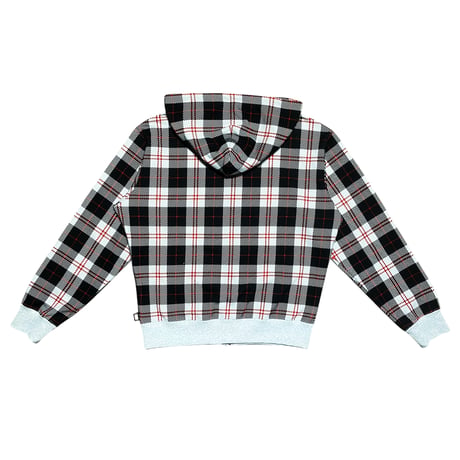 TARTAN ZIP HOOD [BLACK x RED]