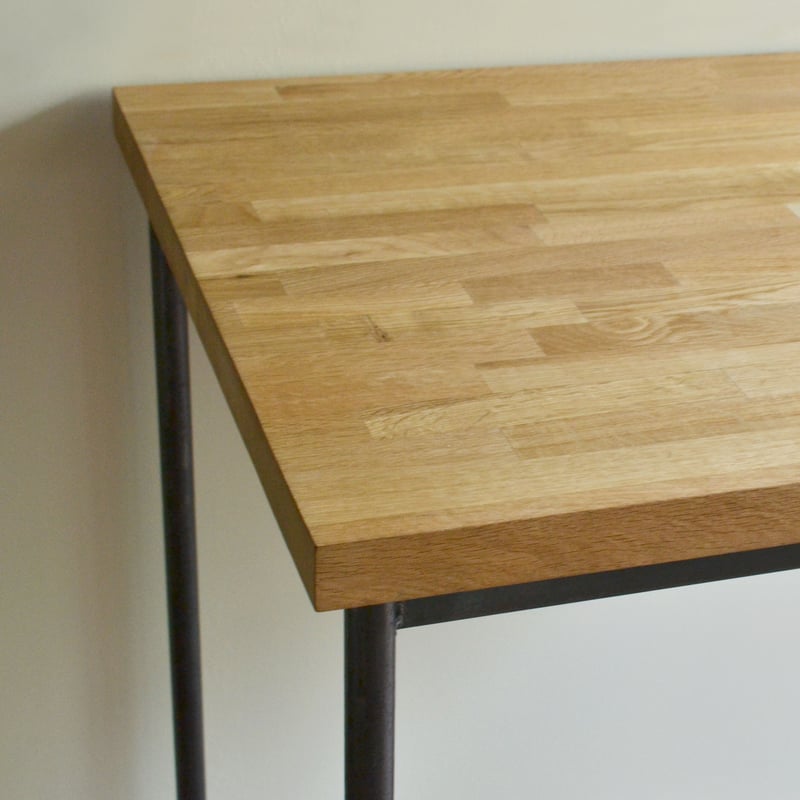 タモ材の机 テーブル テーブル / デスク タモ材 × アイアン脚 口型