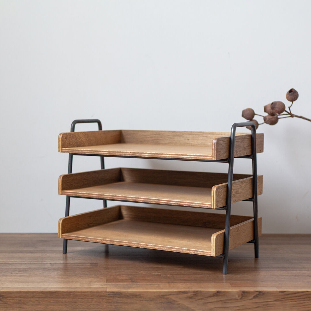 ヨコ型 】アイアン 書類ラック 【 ナチュラルカラー 】 | mogana