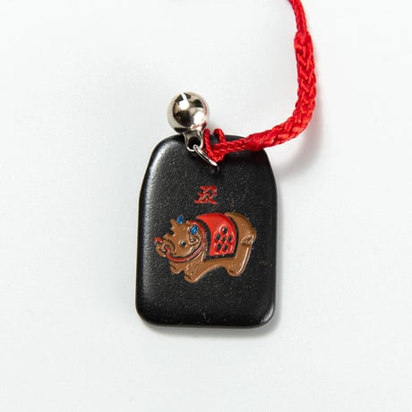 丑　干支縁起石根付（赤・紫）