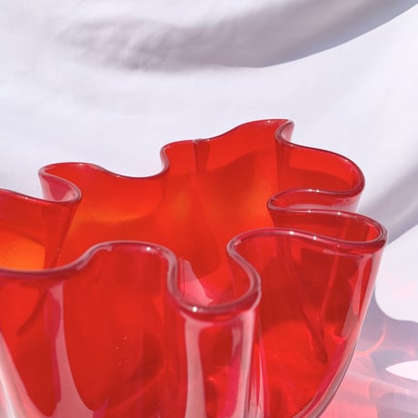〈vintage〉frill vase red