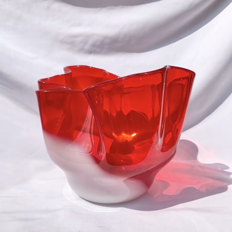 〈vintage〉frill vase red
