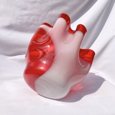 〈vintage〉frill vase red