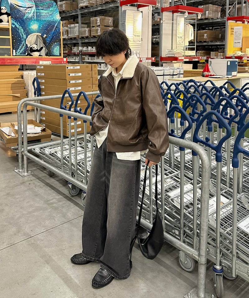 パンツ wide fringe denim pants / BRACK Vintage Washed Fringe Wide Denim Pants【BLACK】 |