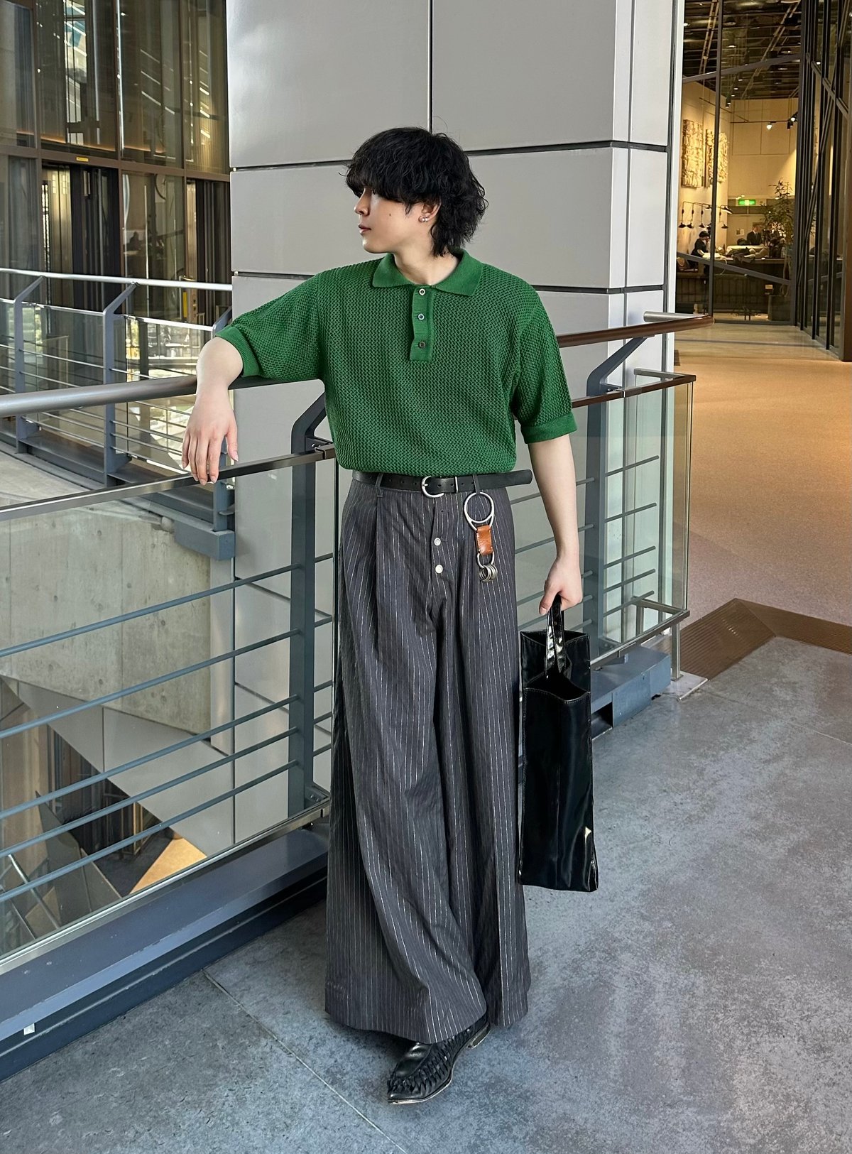 Graphpaper ニットポロ　グリーン open knit polo【GREEN】 | Mr.Creape
