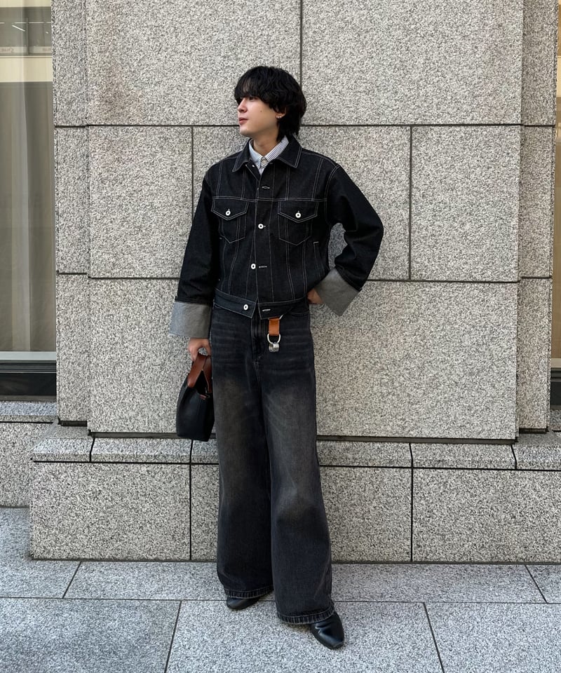 短丈ロールアップデニムジャケット【BLACK】 | Mr.Creape
