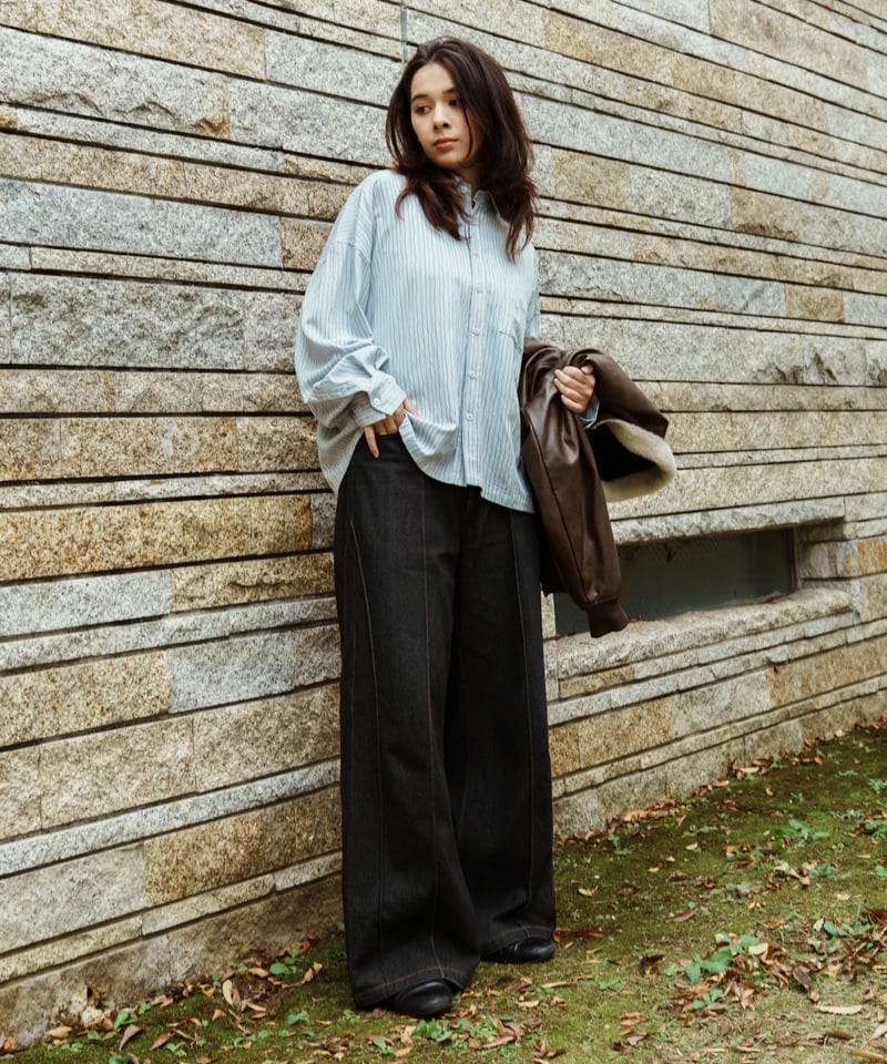 Wide Flare Denim【BLACK】 | Mr.Creape