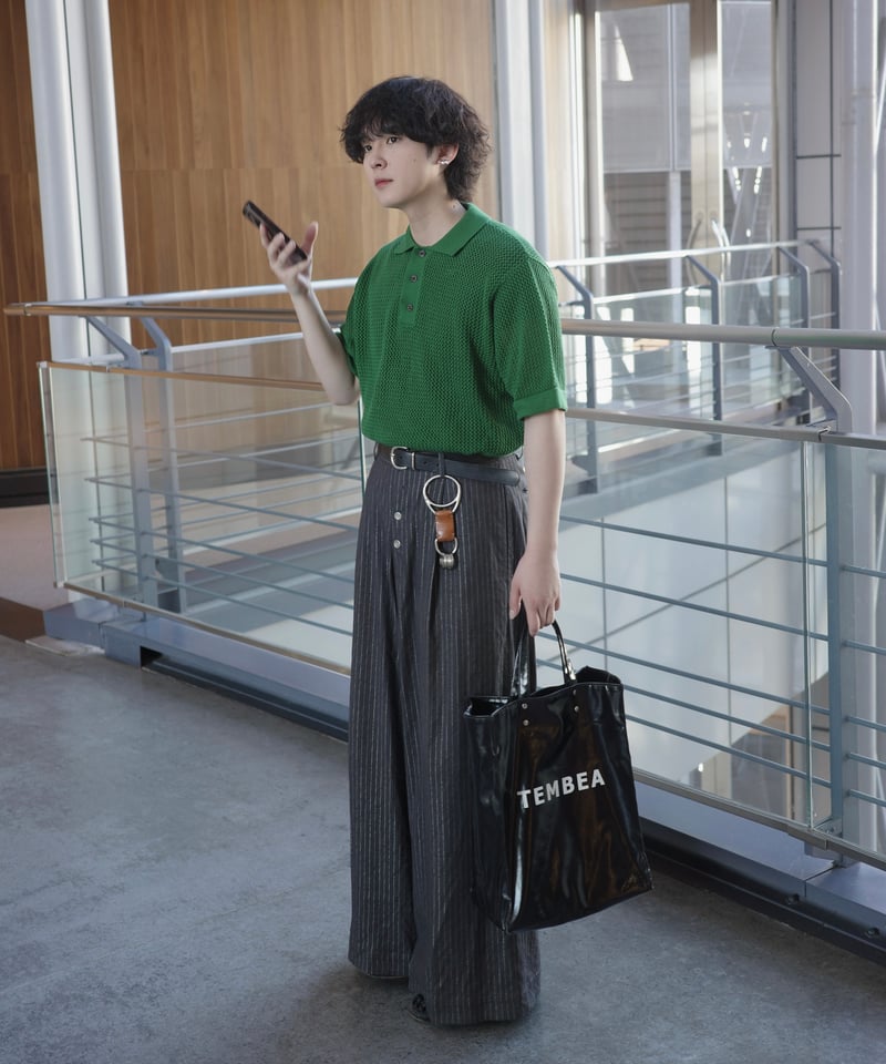 open knit polo【GREEN】 | Mr.Creape
