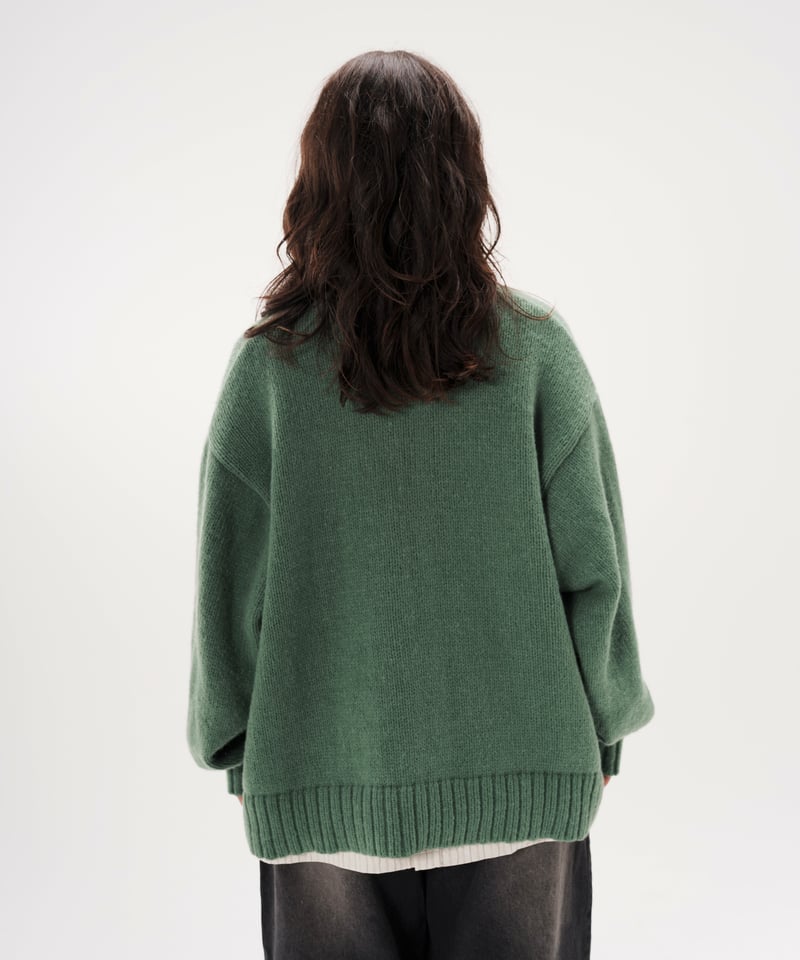 Mr.Creape クルーネックカーディガン Crew Neck Cardigan【GREEN】 | Mr.Creape