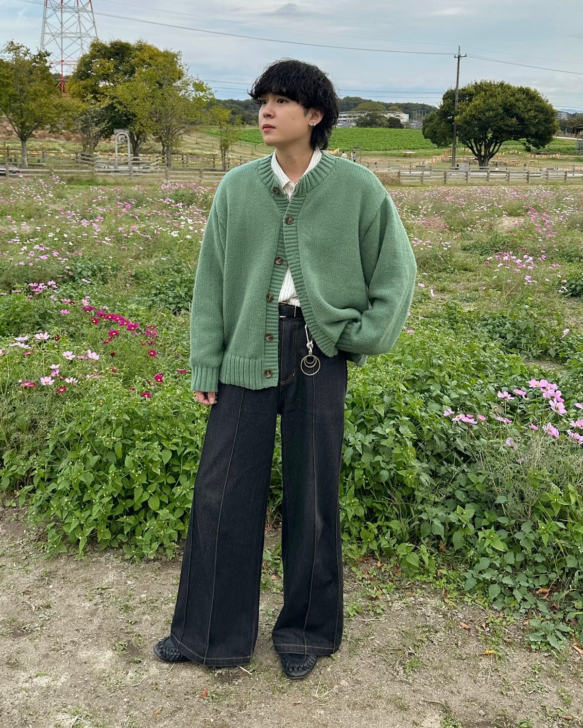 Crew Neck Cardigan【GREEN】 | Mr.Creape