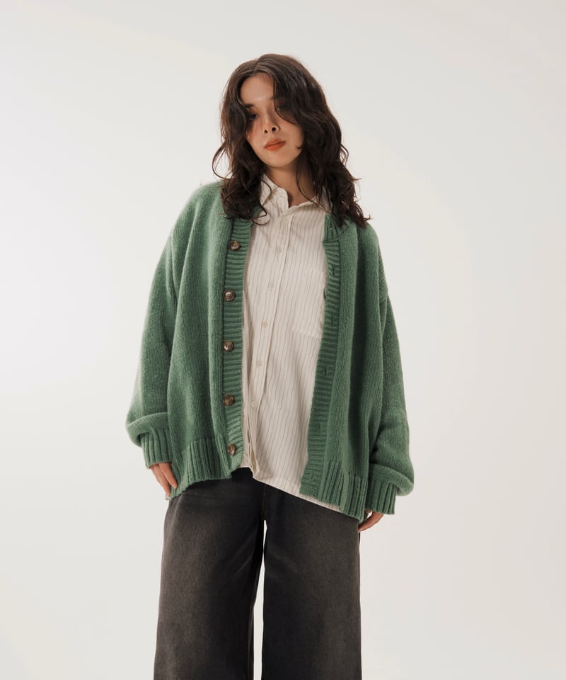 Mr.Creape クルーネックカーディガン Crew Neck Cardigan【GREEN】 | Mr.Creape