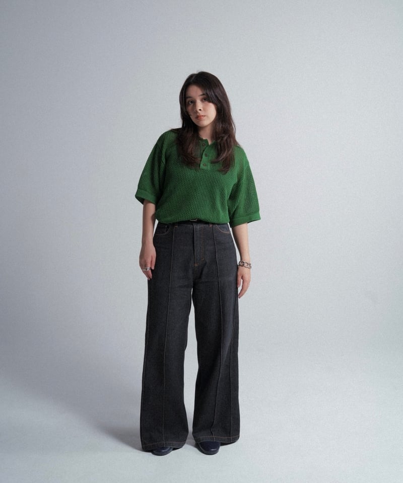 open knit polo【GREEN】 | Mr.Creape