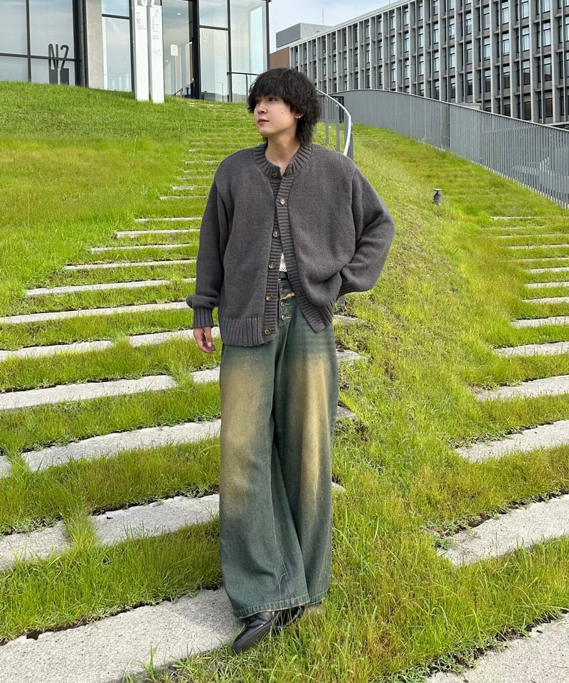 Crew Neck Cardigan【GRAY】 | Mr.Creape