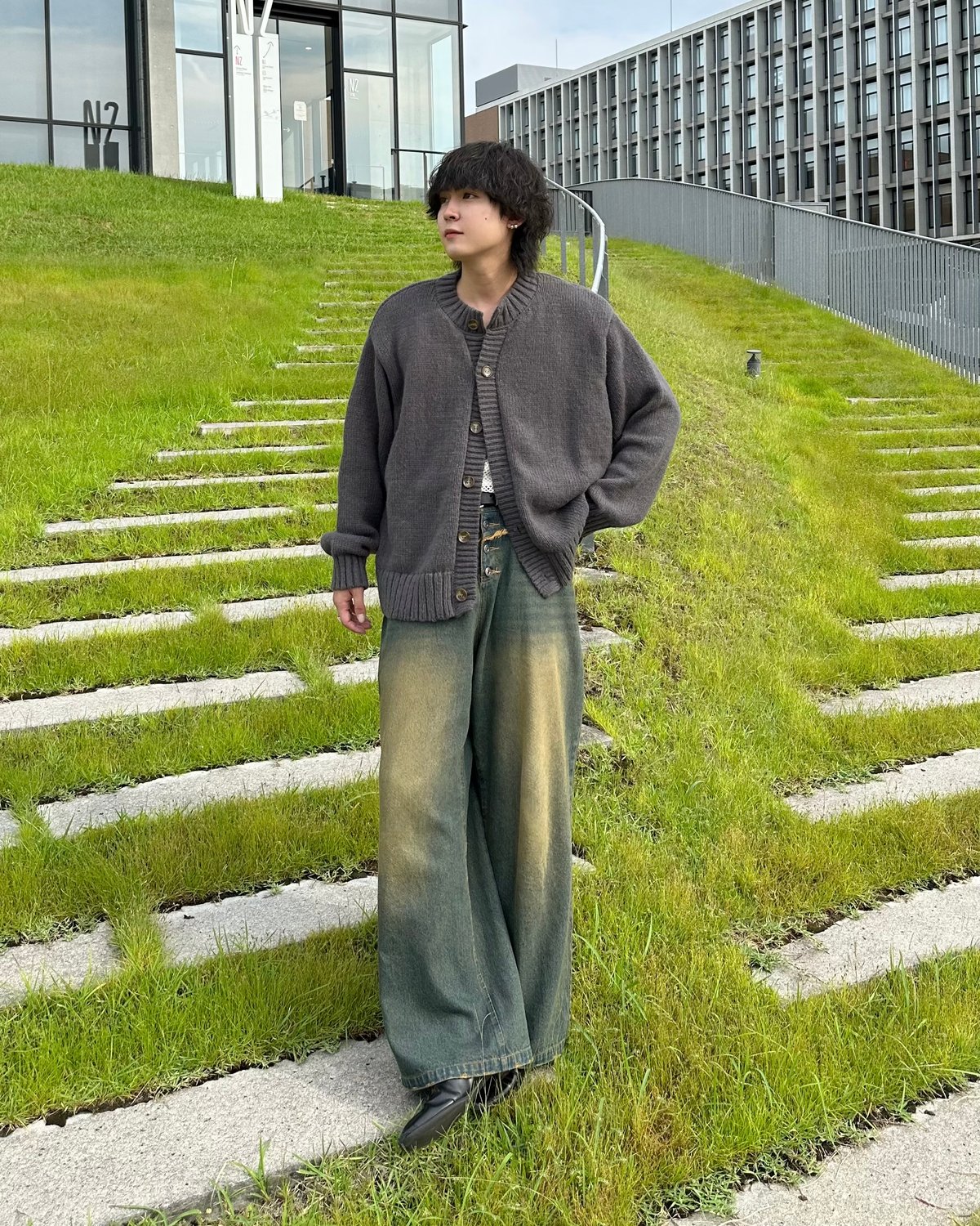 Crew Neck Cardigan【GRAY】 | Mr.Creape