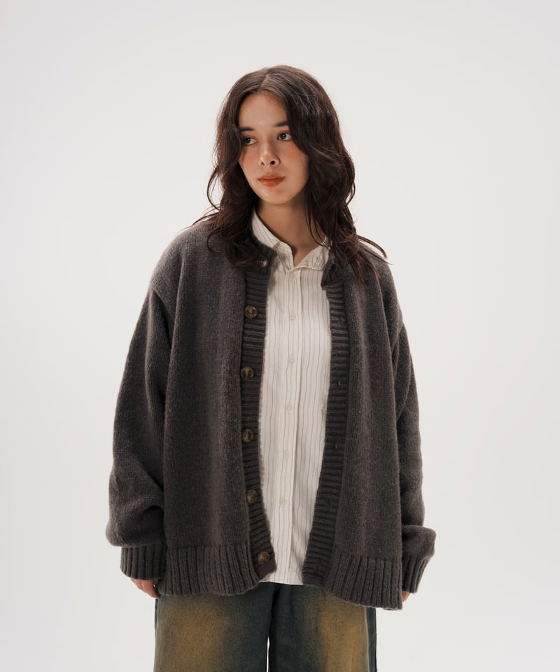 Crew Neck Cardigan【GRAY】 | Mr.Creape