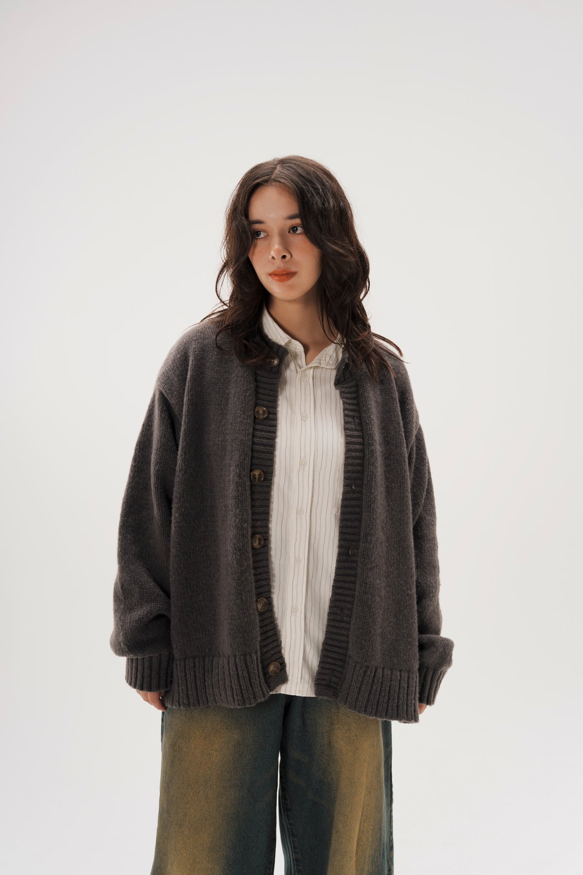Crew Neck Cardigan【GRAY】 | Mr.Creape