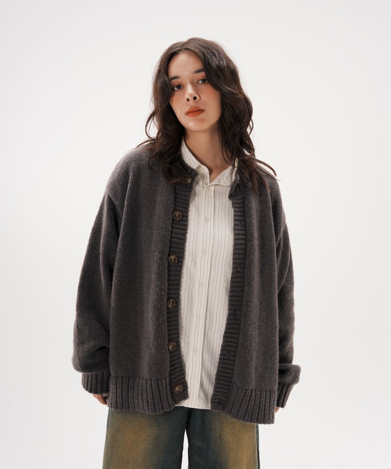 Crew Neck Cardigan【GRAY】 | Mr.Creape