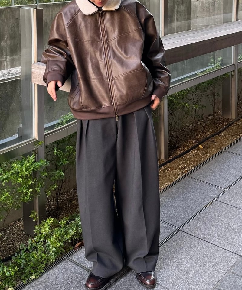Rider-Inspired Wool Blouson【BROWN】 | Mr.Creape