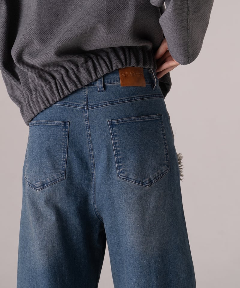 フリンジ切り替えデニム【BLUE】 | Mr.Creape