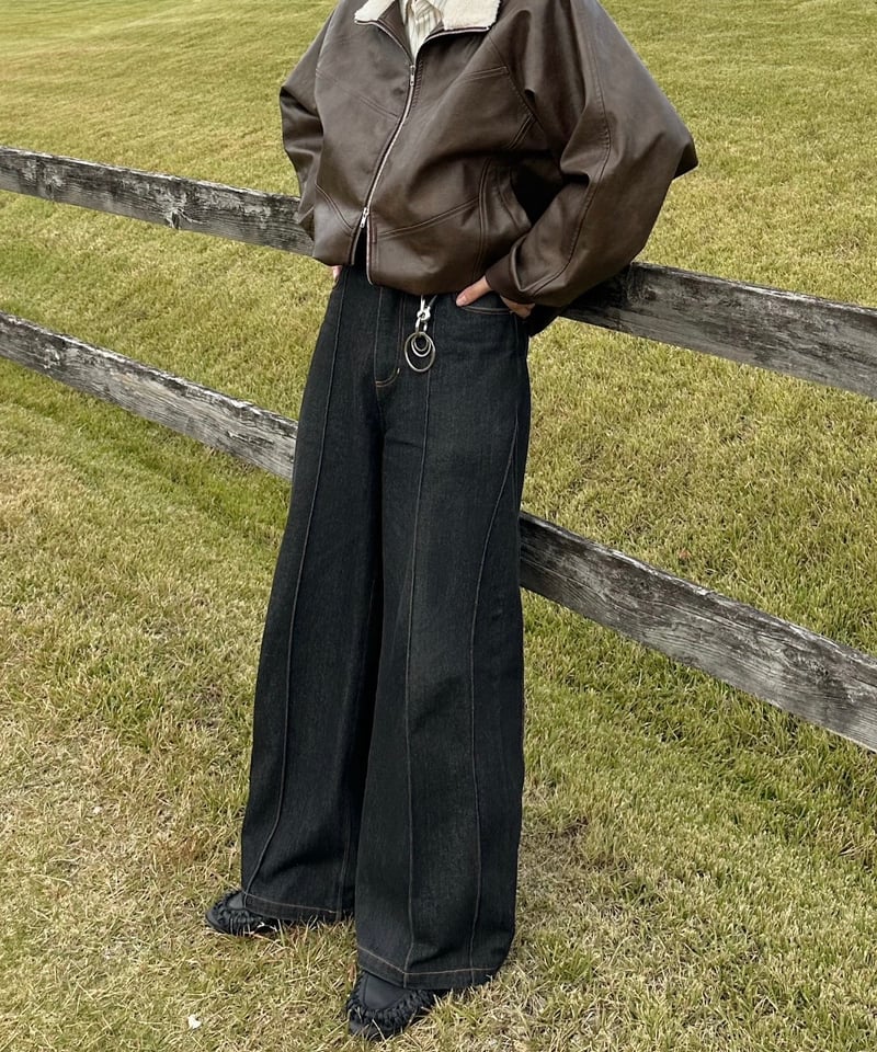 Wide Flare Denim【BLACK】 | Mr.Creape